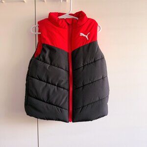 NEW PUMA Boys Red Black Puffer Vest Size XXS 3T 4T